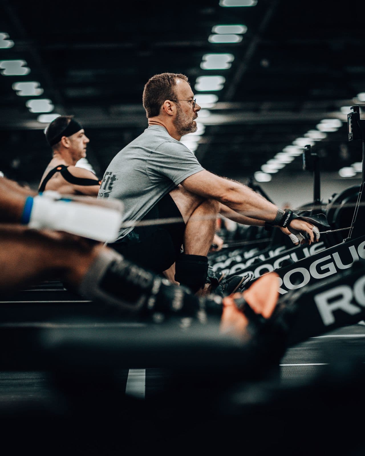 Athlete on a rowing machine