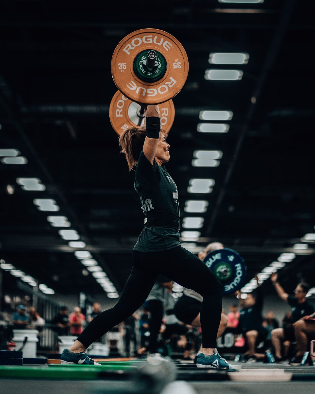 Athlete catching a snatch